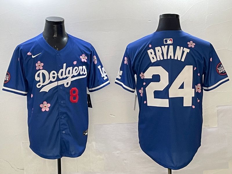 Men Los Angeles Dodgers 24 Bryant Blue Sakura Edition 2025 Nike MLB Jersey style 60